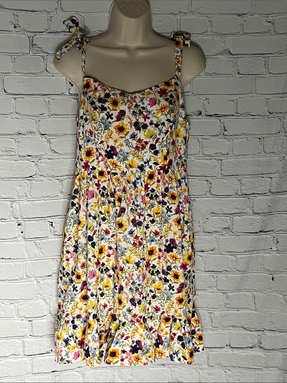 Old Navy Yellow Floral Tie-Shoulder Mini Dress